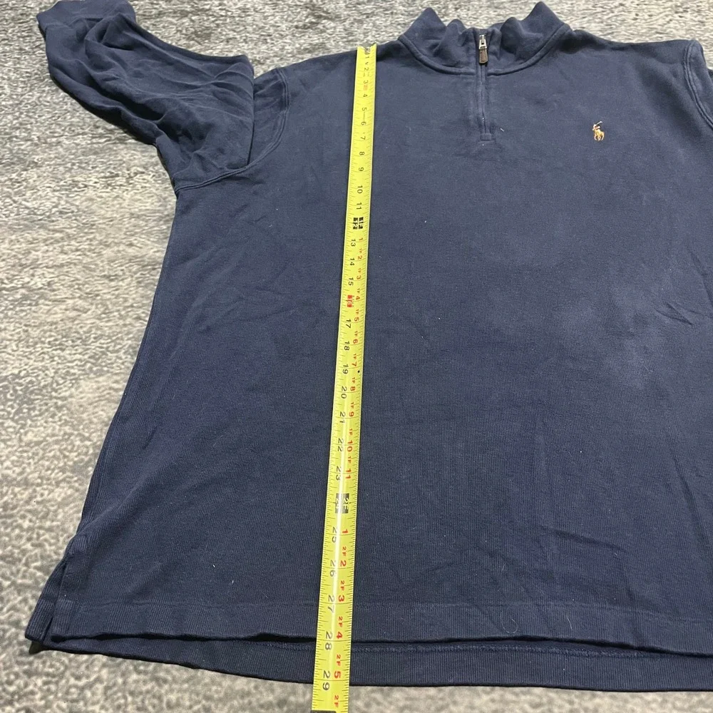 Polo‎ Ralph Lauren 1/4 Zip Sweater Long Sleeve Mens XL  Navy Blue Small Pon